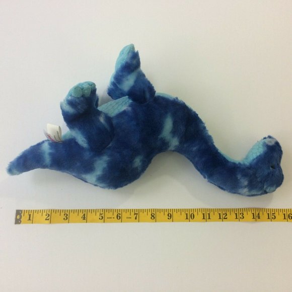 Aurora Dinosaur Brontosaurus Plush Long Neck Blue Tie Dye 15” Stuffed Animal Toy - Picture 12 of 12
